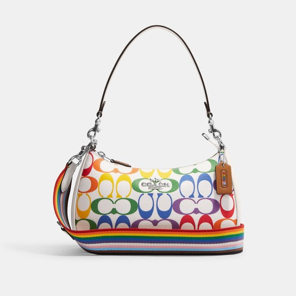 NWT Coach Outlet Teri Shoulder Bag In Rainbow Signature Canvas - Picture 1 of 7